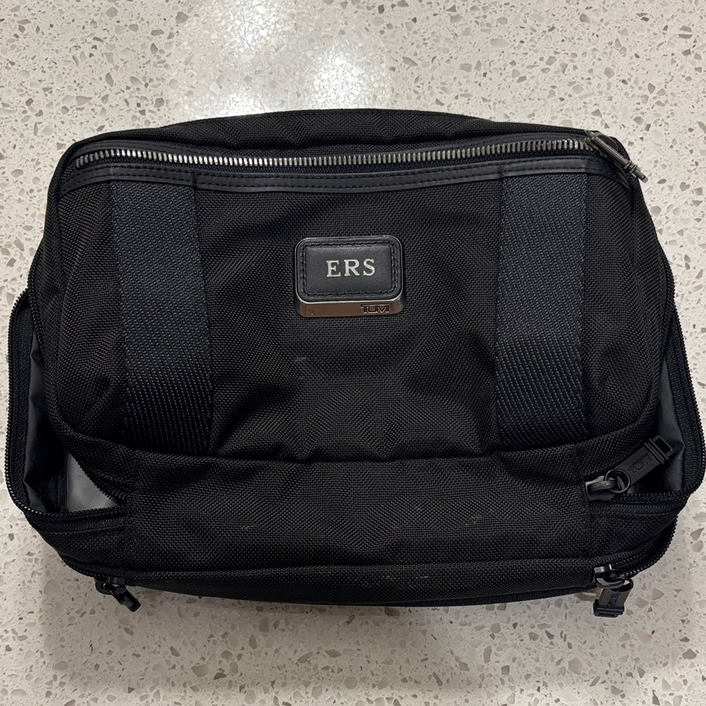Tumi Black Men's Toiletry Bag with ERS Monogram